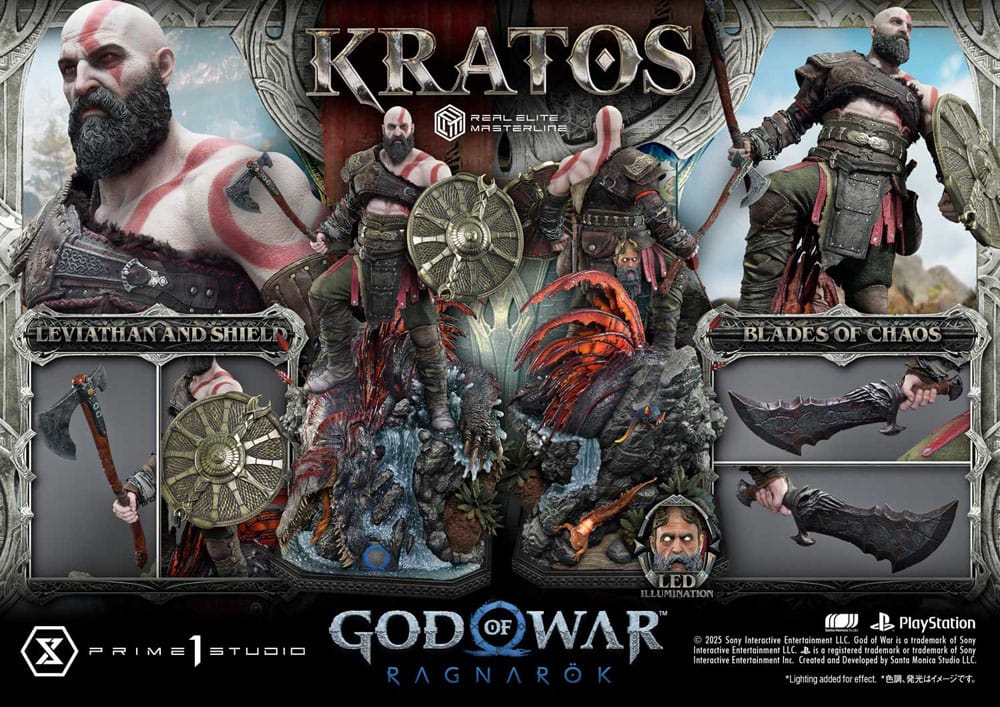 God of War: Ragnarok Real Elite Masterline Series Statue 1/3 Kratos Ultimate Version 95 cm P054353