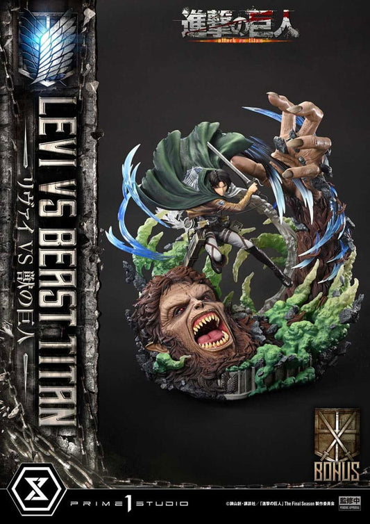 Attack on Titan Ultimate Premium Masterline Series Statue 1/4 Levi Versus Beast Titan Bonus Version 73 cm P054409