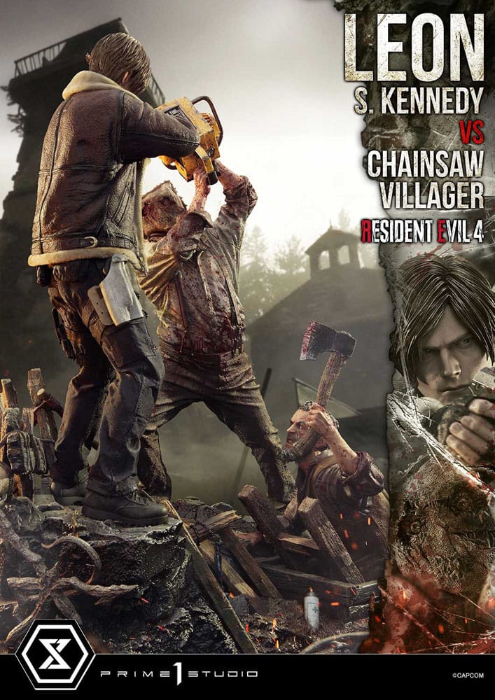 Resident Evil 4 Ultimate Premium Masterline Series Statue 1/4 Leon S. Kennedy vs. Chainsaw Villager 76 cm P054493