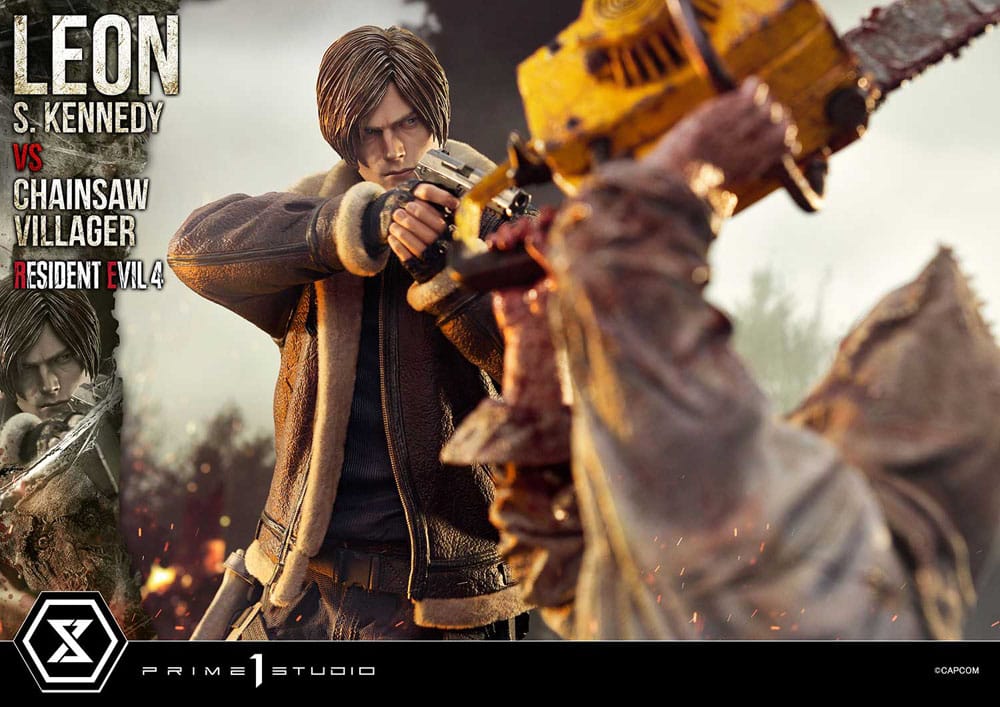 Resident Evil 4 Ultimate Premium Masterline Series Statue 1/4 Leon S. Kennedy vs. Chainsaw Villager 76 cm P054493