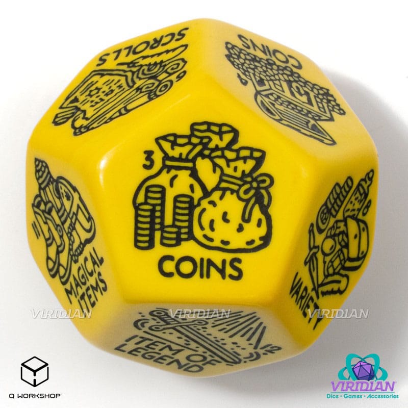 Viridian Jumbo Dice Treasure Generator Die D12 Yellow P067683