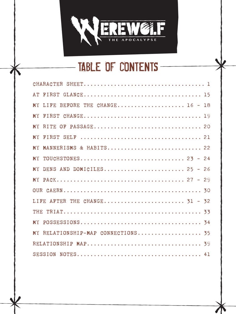 Werewolf: The Apocalypse 5th Edition RPG Journal Expanded Character Sheet Journal *Englische Version*