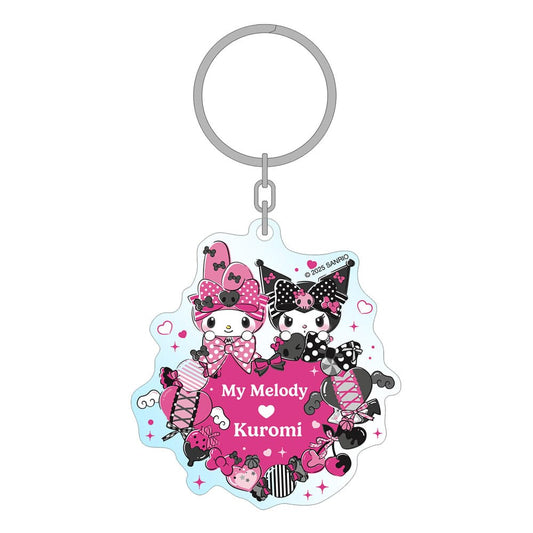 Sanrio Pink Black Party Series Acrylic Keychain My Melody & Kuromi 7 cm P064885