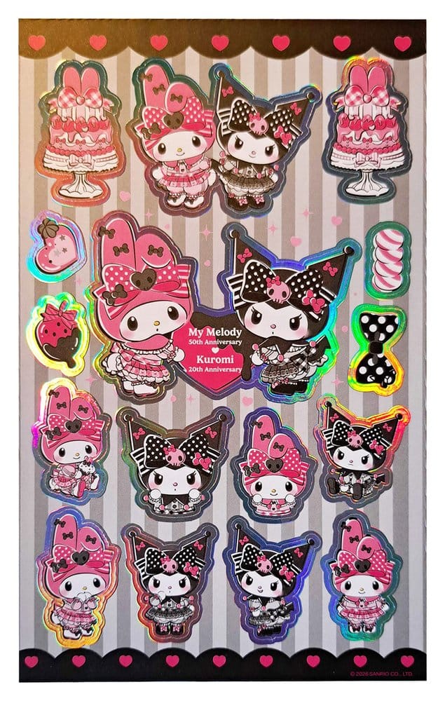 Sanrio Pink Black Party Series Sticker Pack Kuromi & My Melody P074070