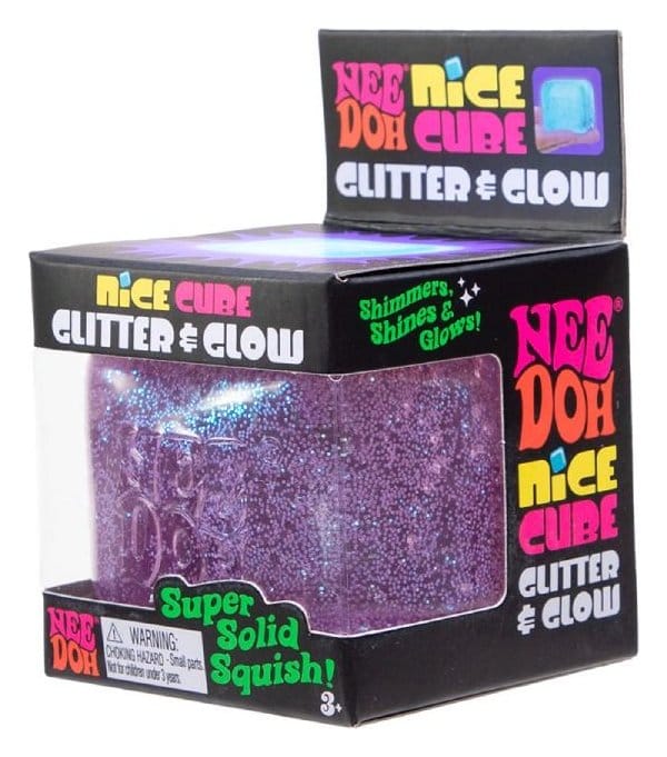NeeDoh Squeeze Ball Nice Cube Glitter & Glow 5 cm Display (12) P073319