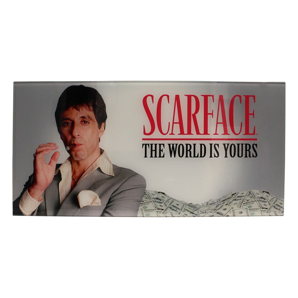 Scarface Glass Poster The World Is Yours (Grey Background) 60 x 30 cm P066644
