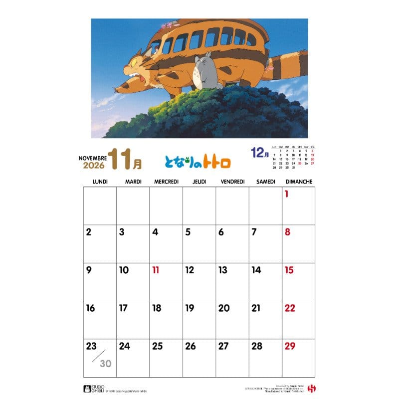 My Neighbor Totoro Calendar 2026 *French Version* P070991