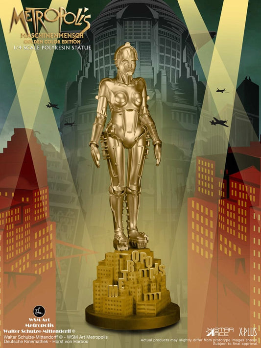 Metropolis Statue 1/4 Maschinenmensch Metallic Gold 40 cm P059748