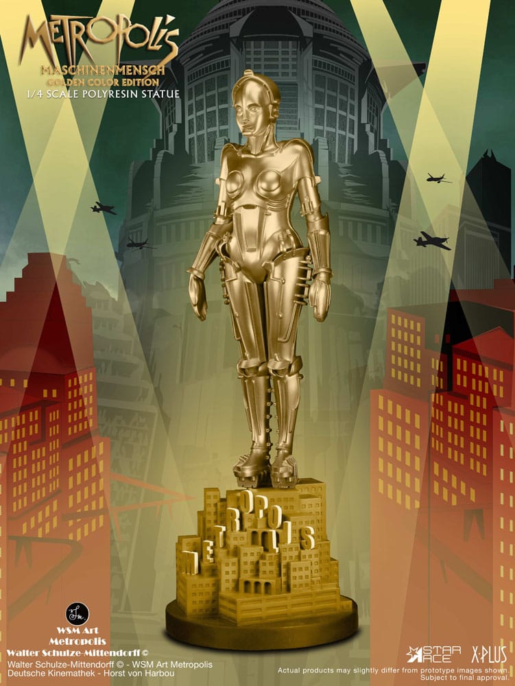 Metropolis Statue 1/4 Maschinenmensch Metallic Gold 40 cm P059748