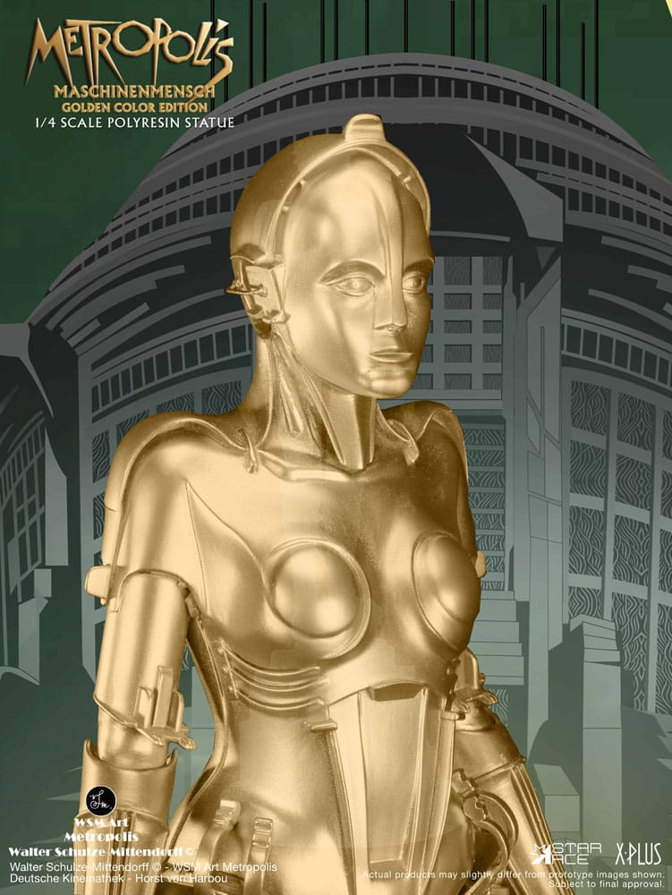 Metropolis Statue 1/4 Maschinenmensch Metallic Gold 40 cm P059748