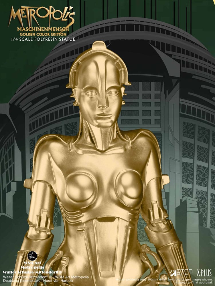 Metropolis Statue 1/4 Maschinenmensch Metallic Gold 40 cm P059748