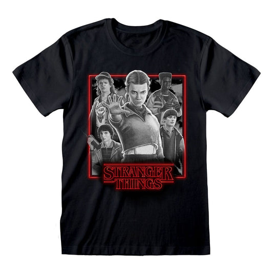 Stranger Things T-Shirt Characters in Glowing Box Black and White P068100