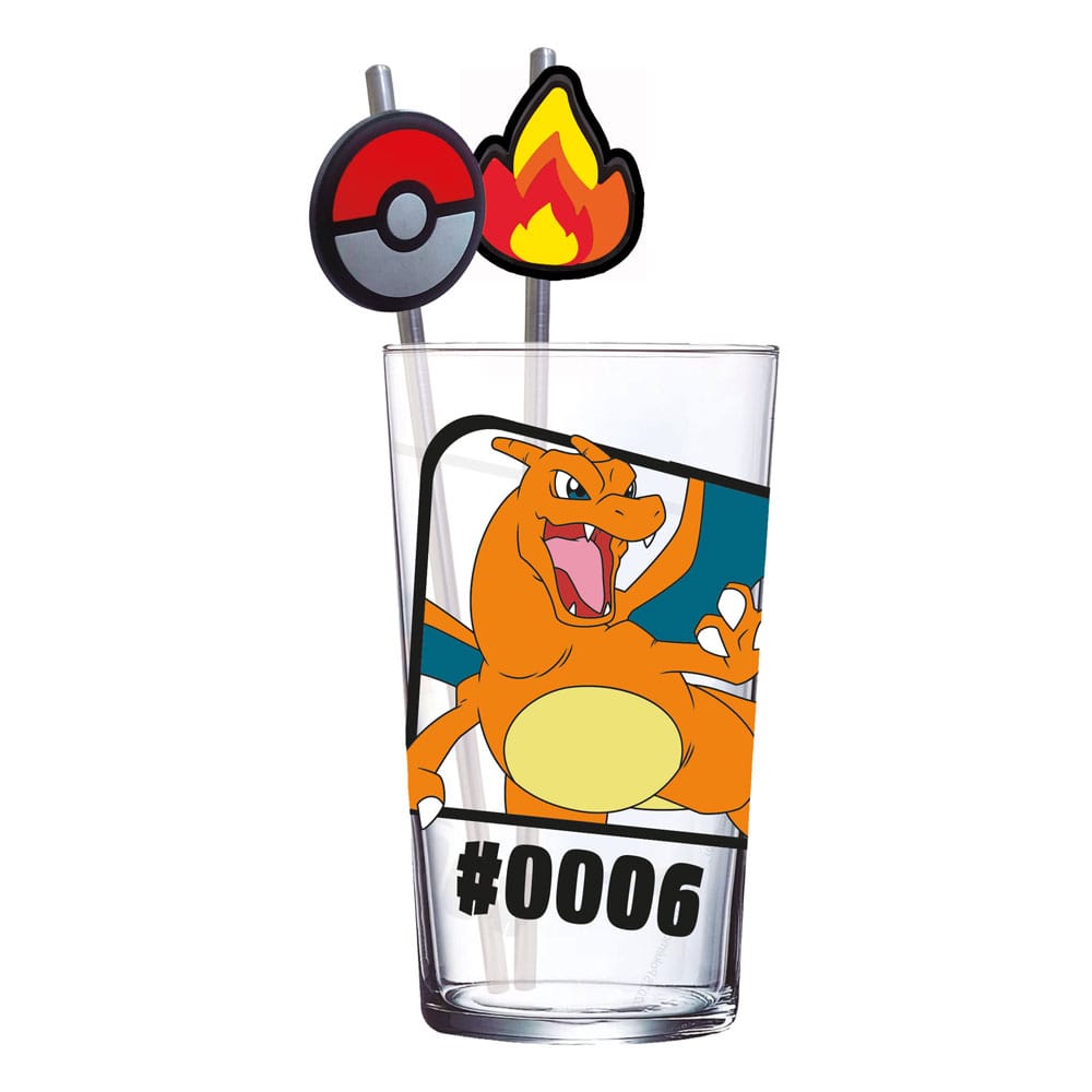 Pokemon Glass Tumbler with Straws Charizard 480 ml P069631