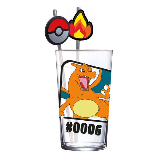 Pokemon Glass Tumbler with Straws Charizard 480 ml P069631