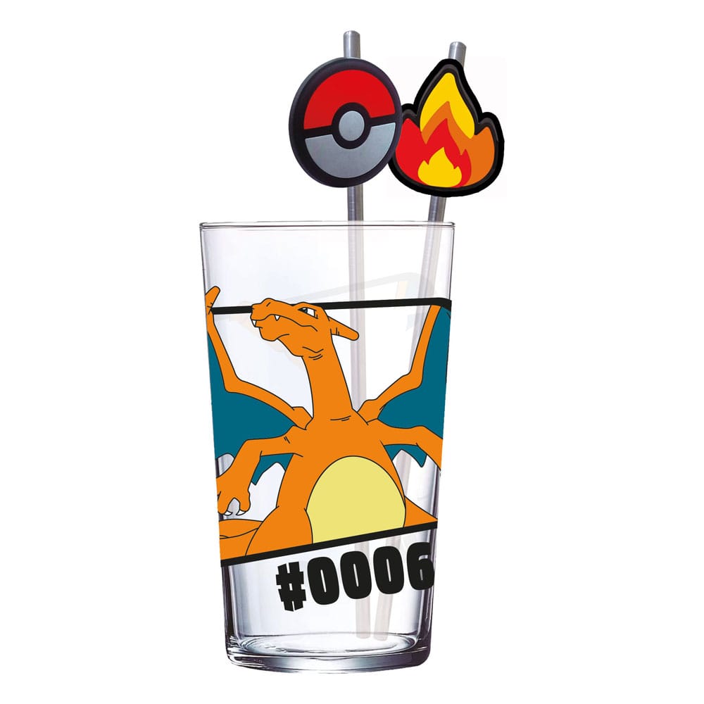 Pokemon Glass Tumbler with Straws Charizard 480 ml P069631