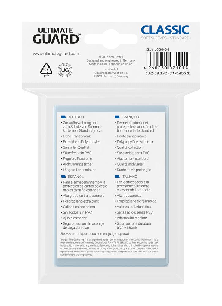 Ultimate Guard Classic Sleeves Standard Size (100) P061693