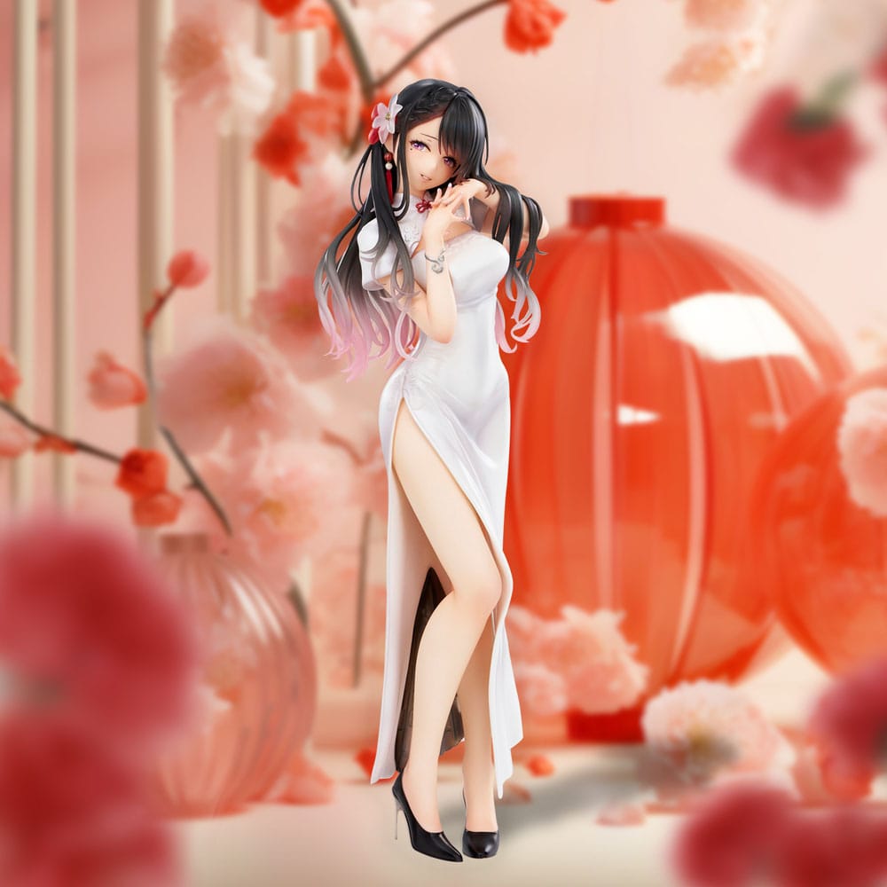 Original Illustration PVC Statue Mai Okuma illustration Healing-type white chinese dress lady 26 cm P062383