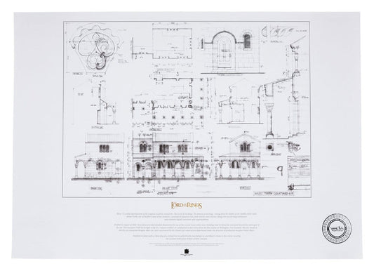 Lord of the Rings Blueprint Art Print The Courtyard of Minas Tirith 59 x 42 cm P072786