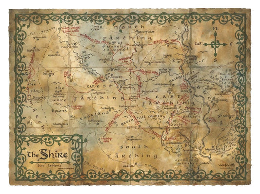 The Hobbit Art Print Map of the Shire 74 x 54 cm P072797