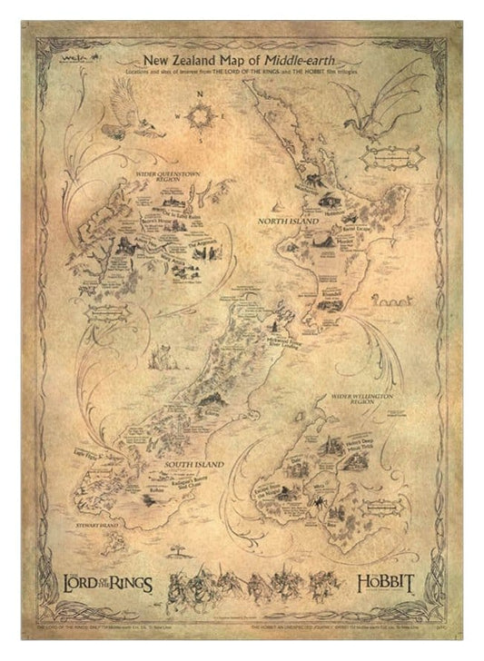 The Hobbit Art Print New Zealand Map of Middle Earth 50 x 70 cm P072799