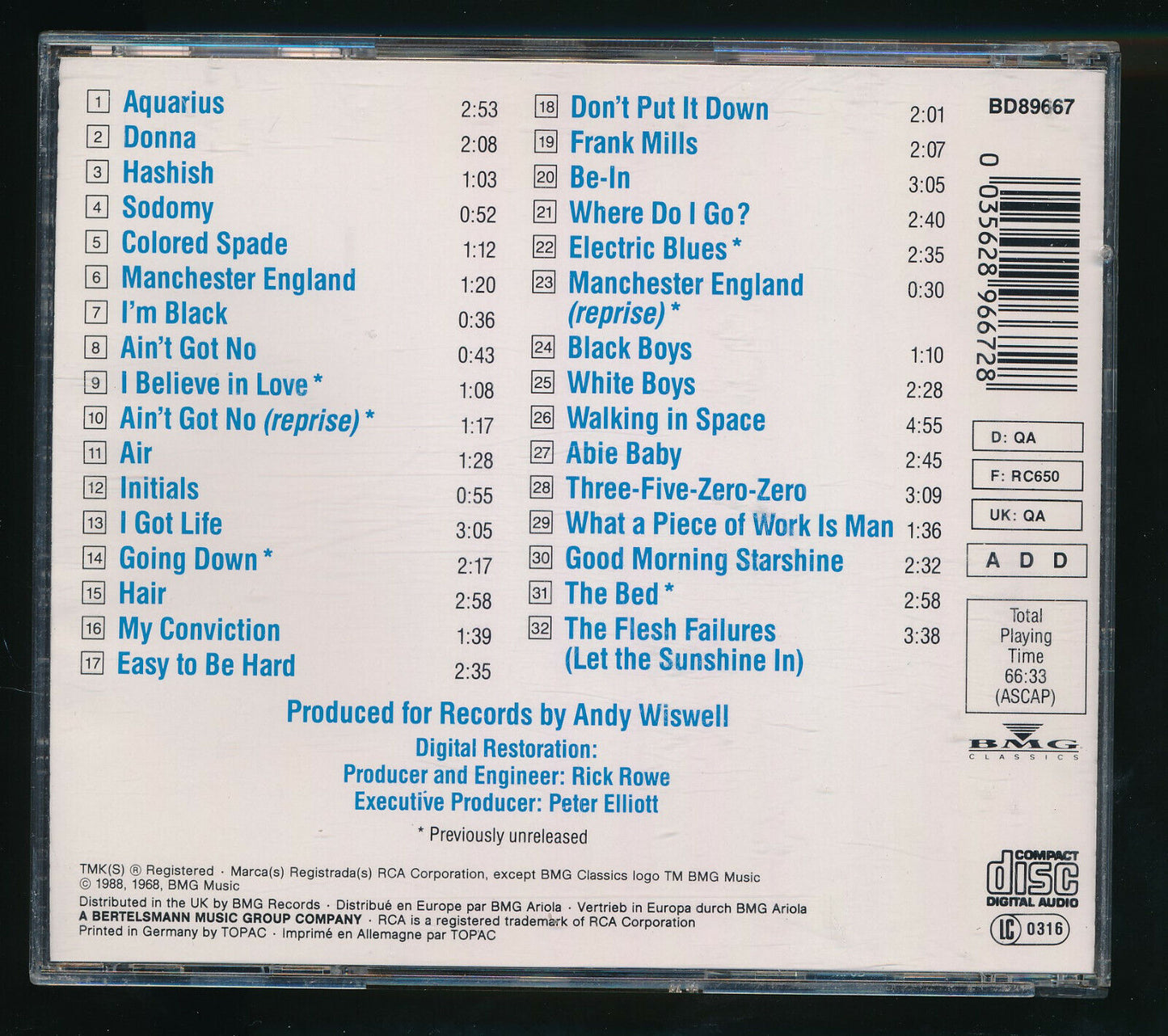 EBOND Various - Hair - The Original Broadway Cast Recording CD CD030102