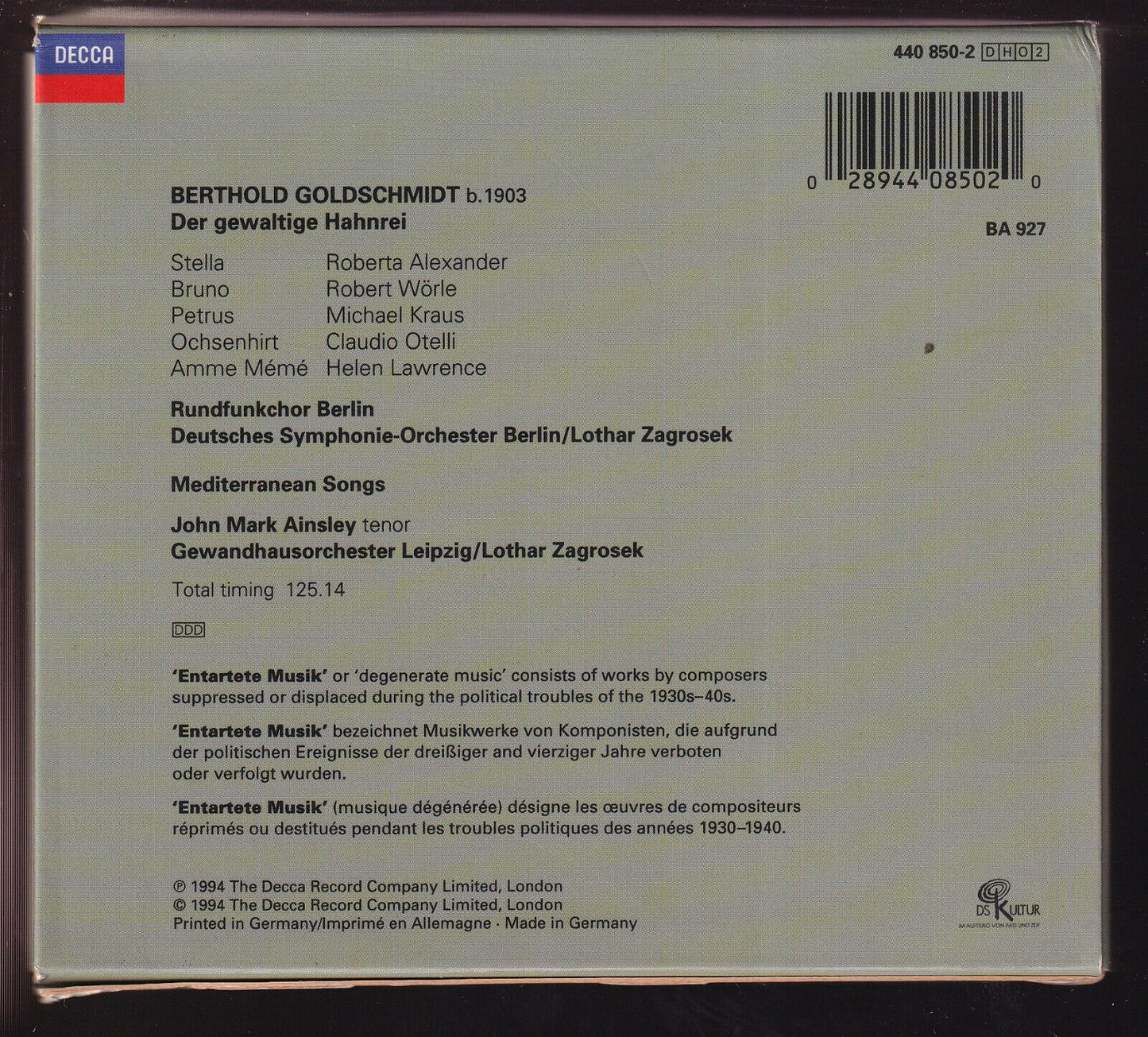 EBOND Goldschmidt Der Gewaltige Hahnrei CD CD021006