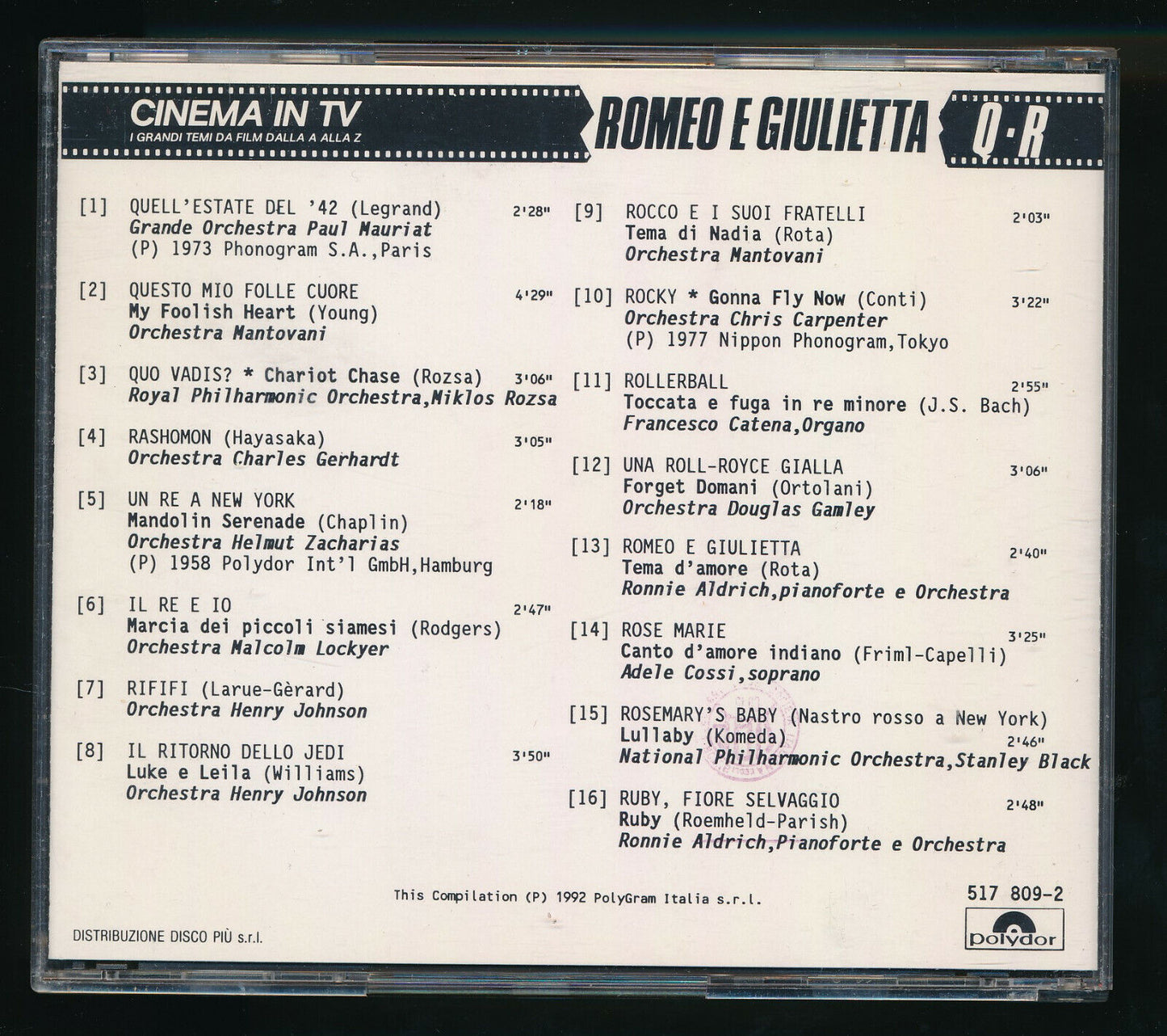 EBOND Various - Cinema In Tv Vol. 11 Romeo E Giulietta CD CD029828