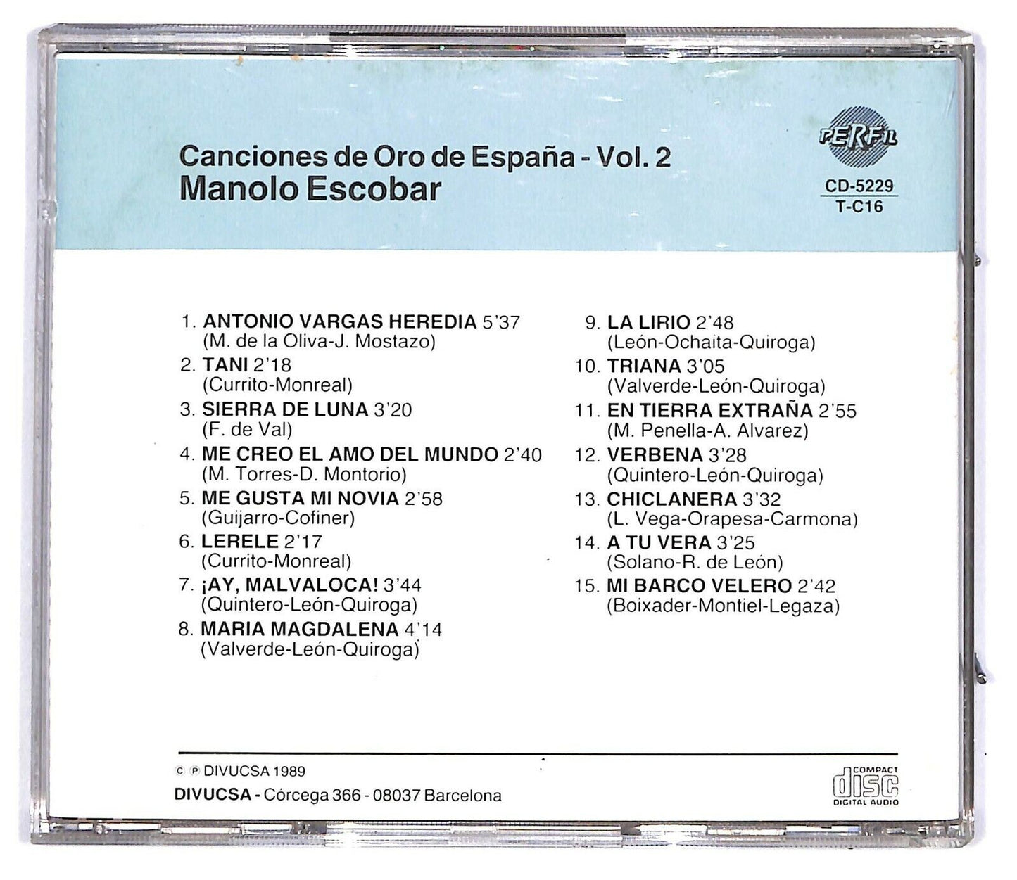 EBOND Manolo Escobar - Canciones De Oro De Espana, Vol. 2 CD CD031152