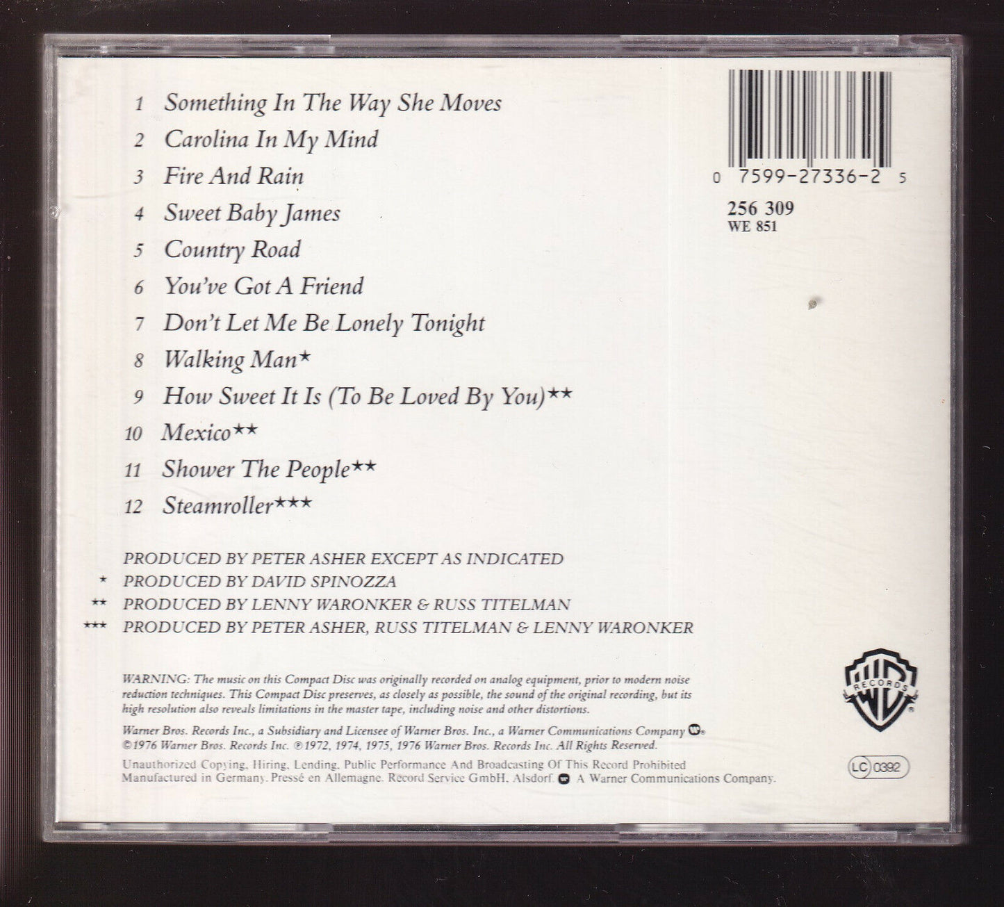 EBOND James Taylor Greatest Hits CD CD021001