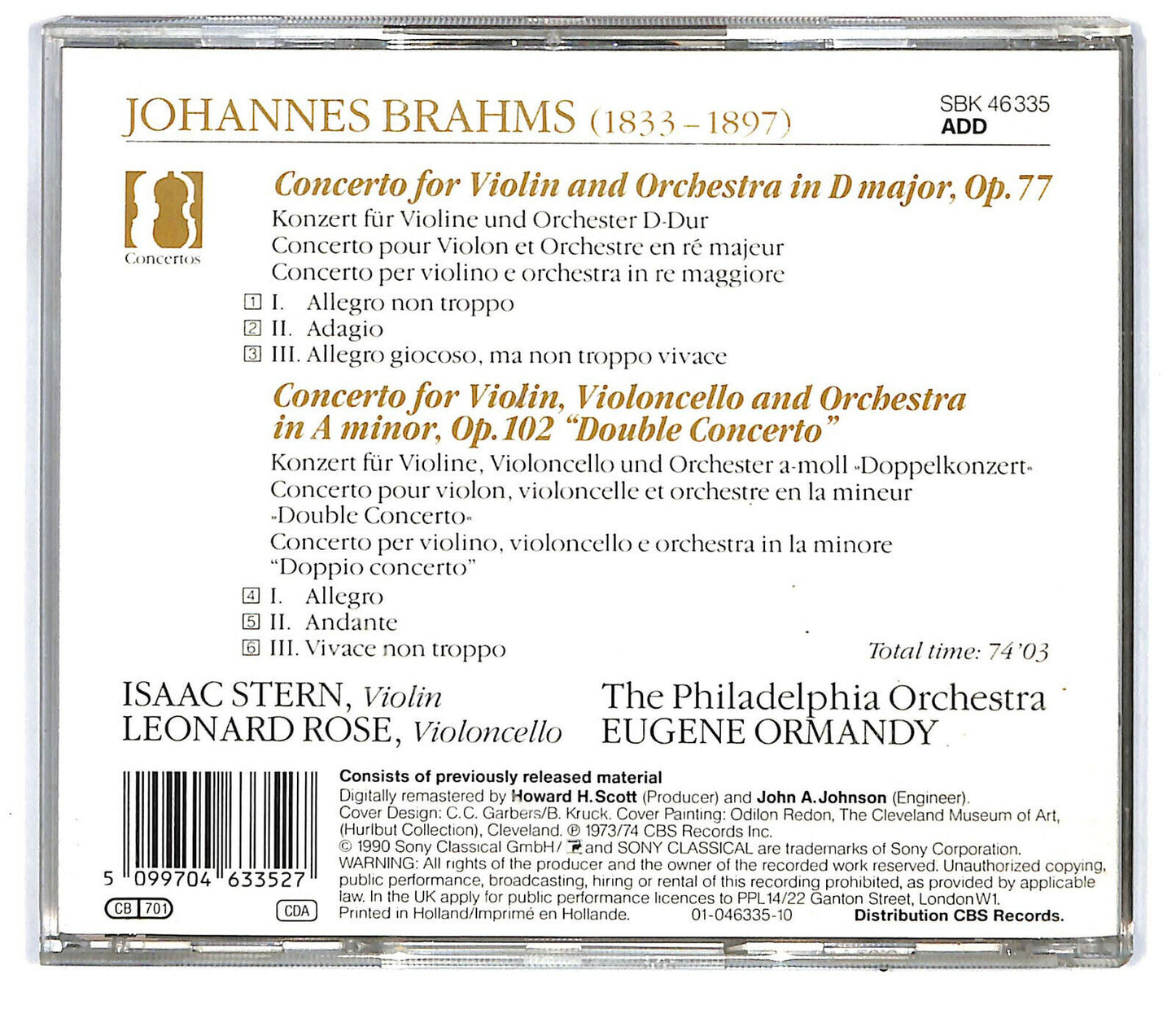EBOND Brahms - Violin Concerto / Concerto For Violin And Cello CD CD031649