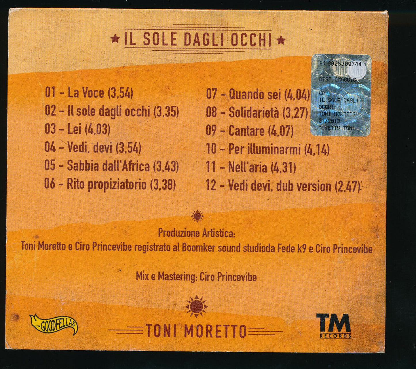 EBOND Toni Moretto - Il Sole Dagli Occhi CD CD029710