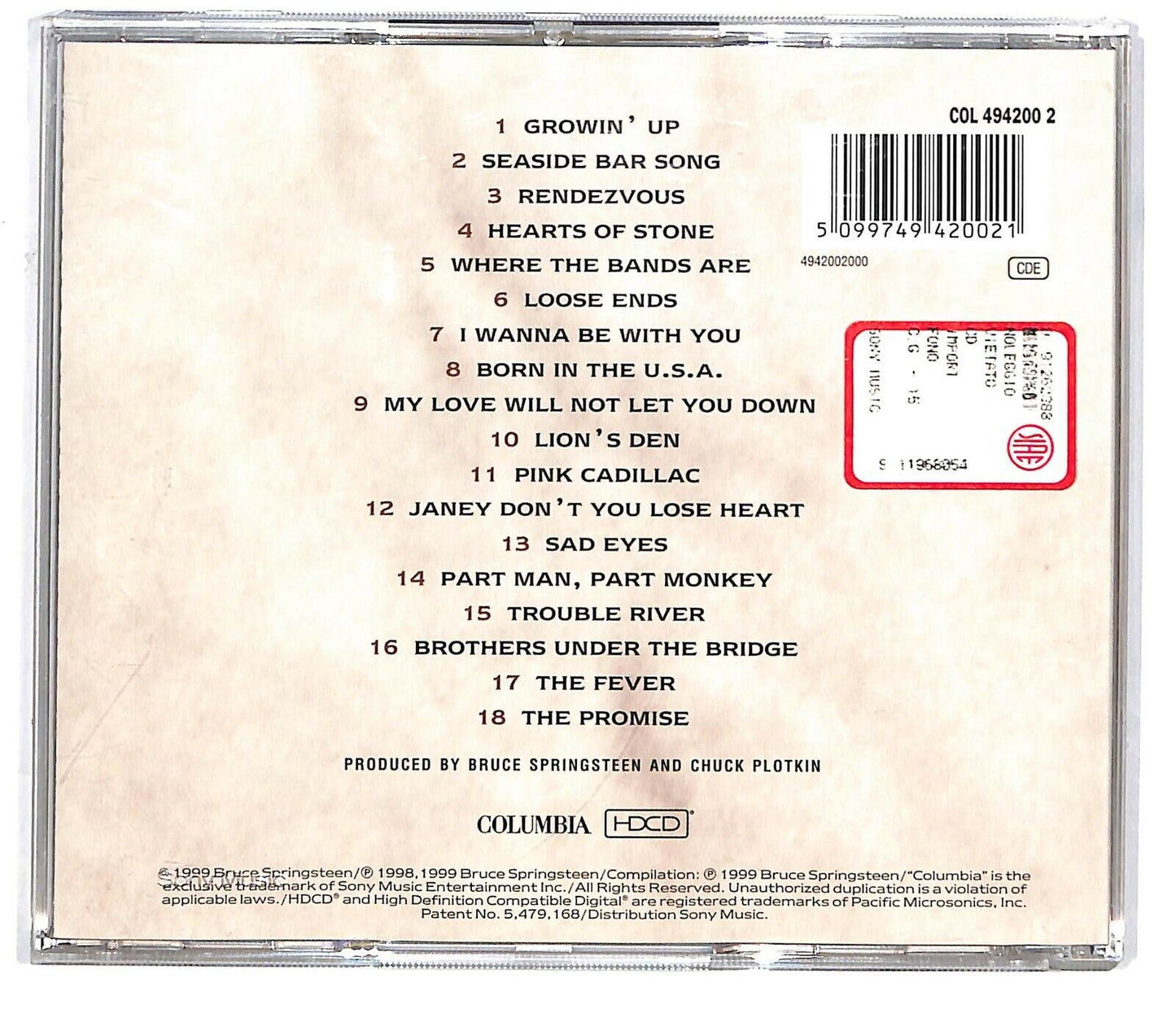 EBOND Bruce Springsteen ‎- 18 Tracks CD CD033226