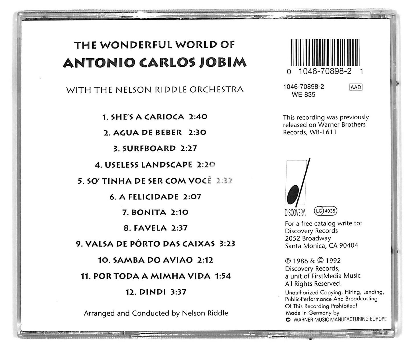 EBOND The Wonderful World Of Antonio Carlos Jobim CD CD031423