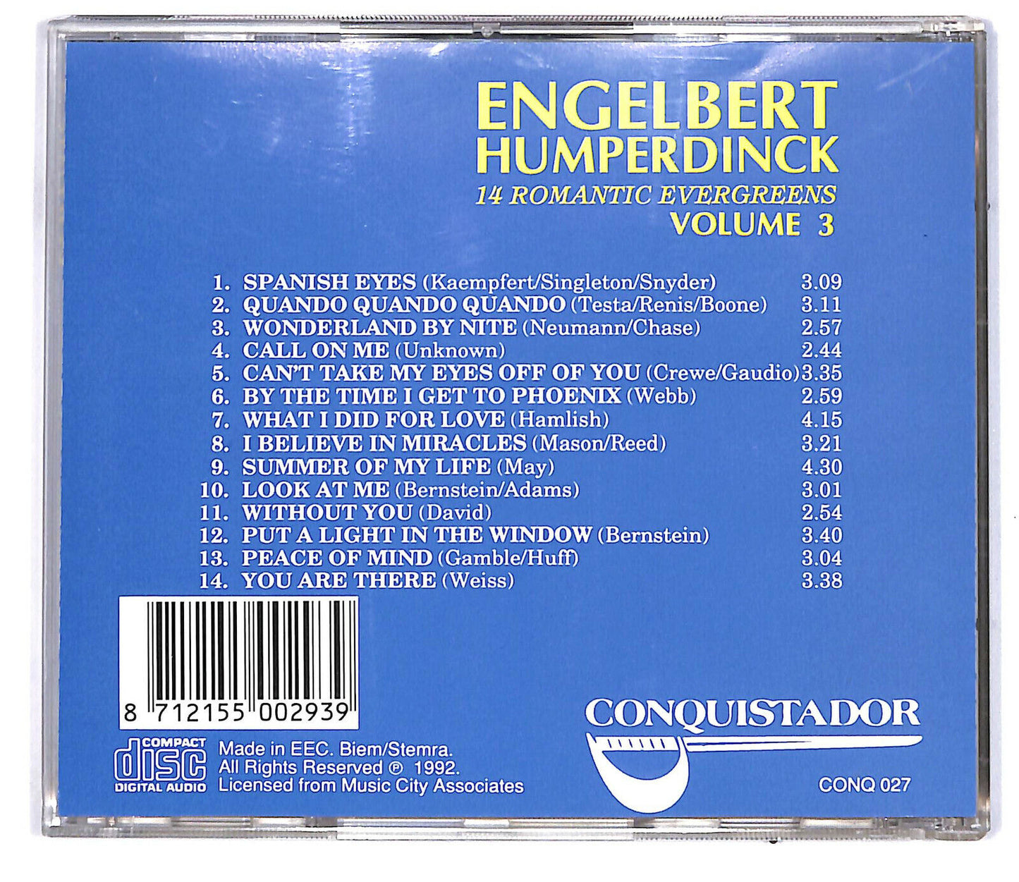 EBOND Engelbert Humperdinck - 14 Romantic Evergreens - Volume 3 CD CD032239