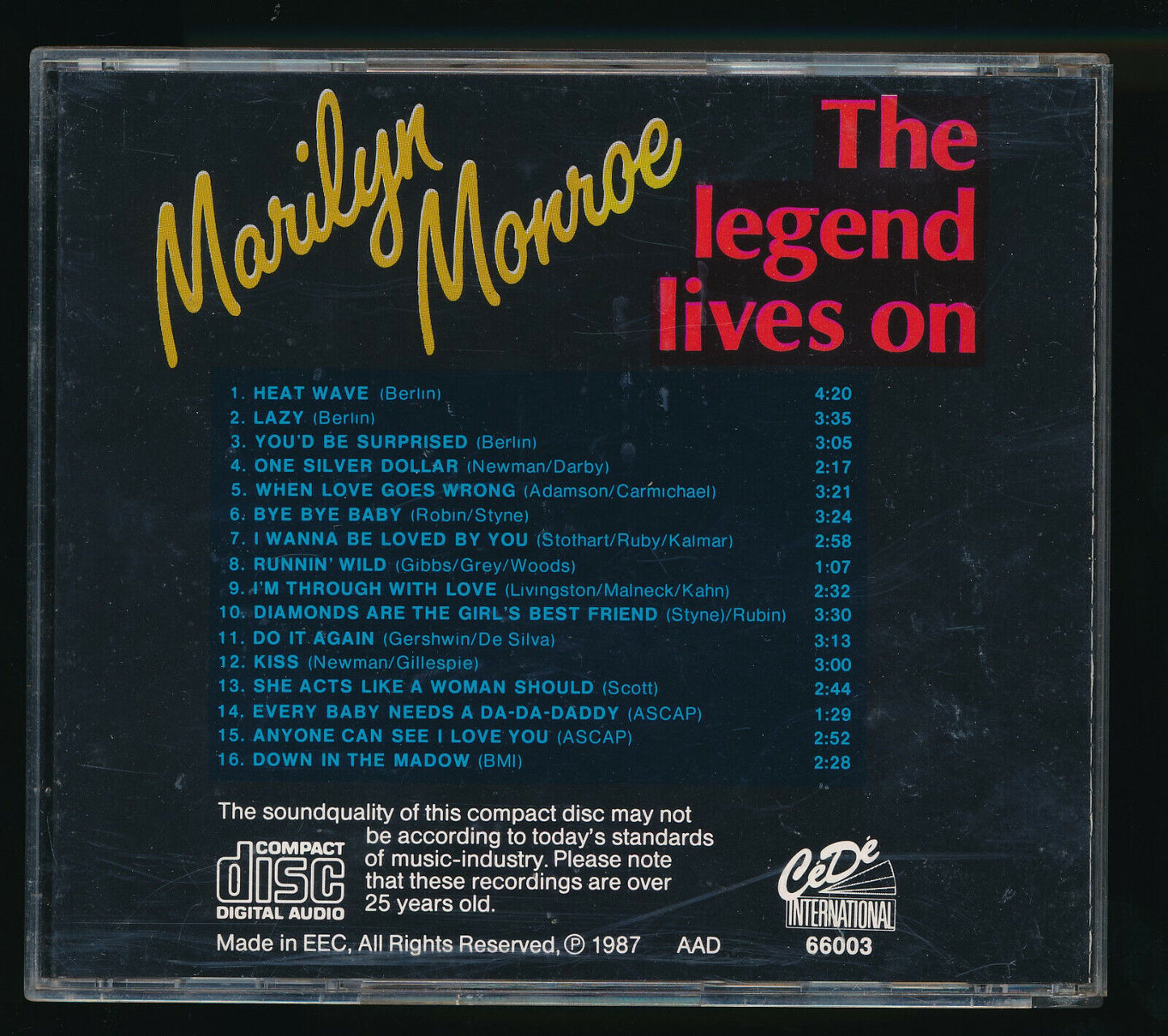 EBOND Marilyn Monroe - The Legend Lives On CD CD029340