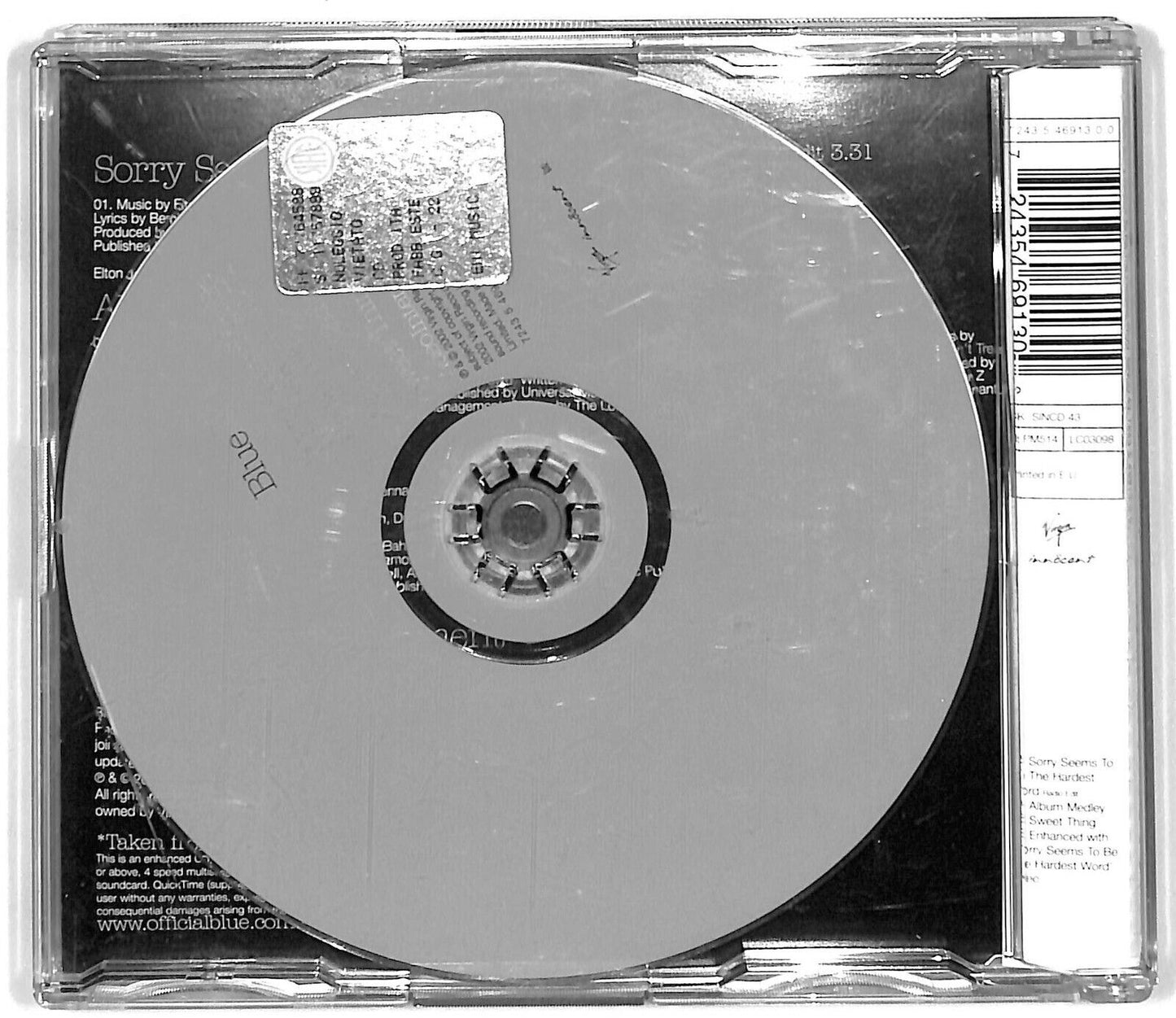 EBOND Blue Featuring Elton John Sorry Seems To Be The Hardest Word CD CD032759