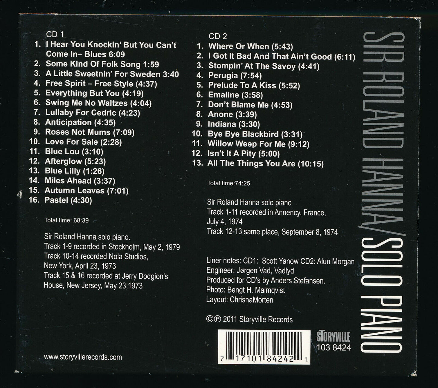 EBOND Sir Roland Hanna* - Solo Piano Free Spirit CD CD029405