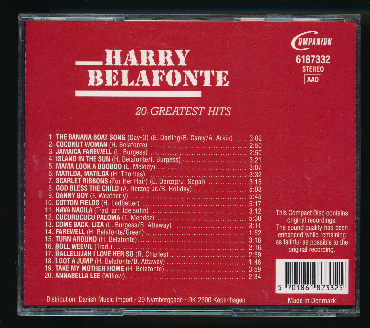 EBOND Harry Belafonte - 20 Greatest Hits CD CD029146