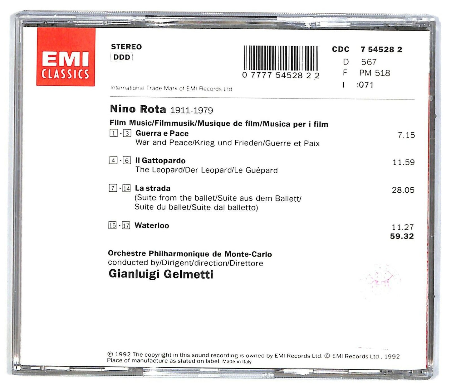 EBOND Nino Rota, Gelmetti - Film Music CD CD032107