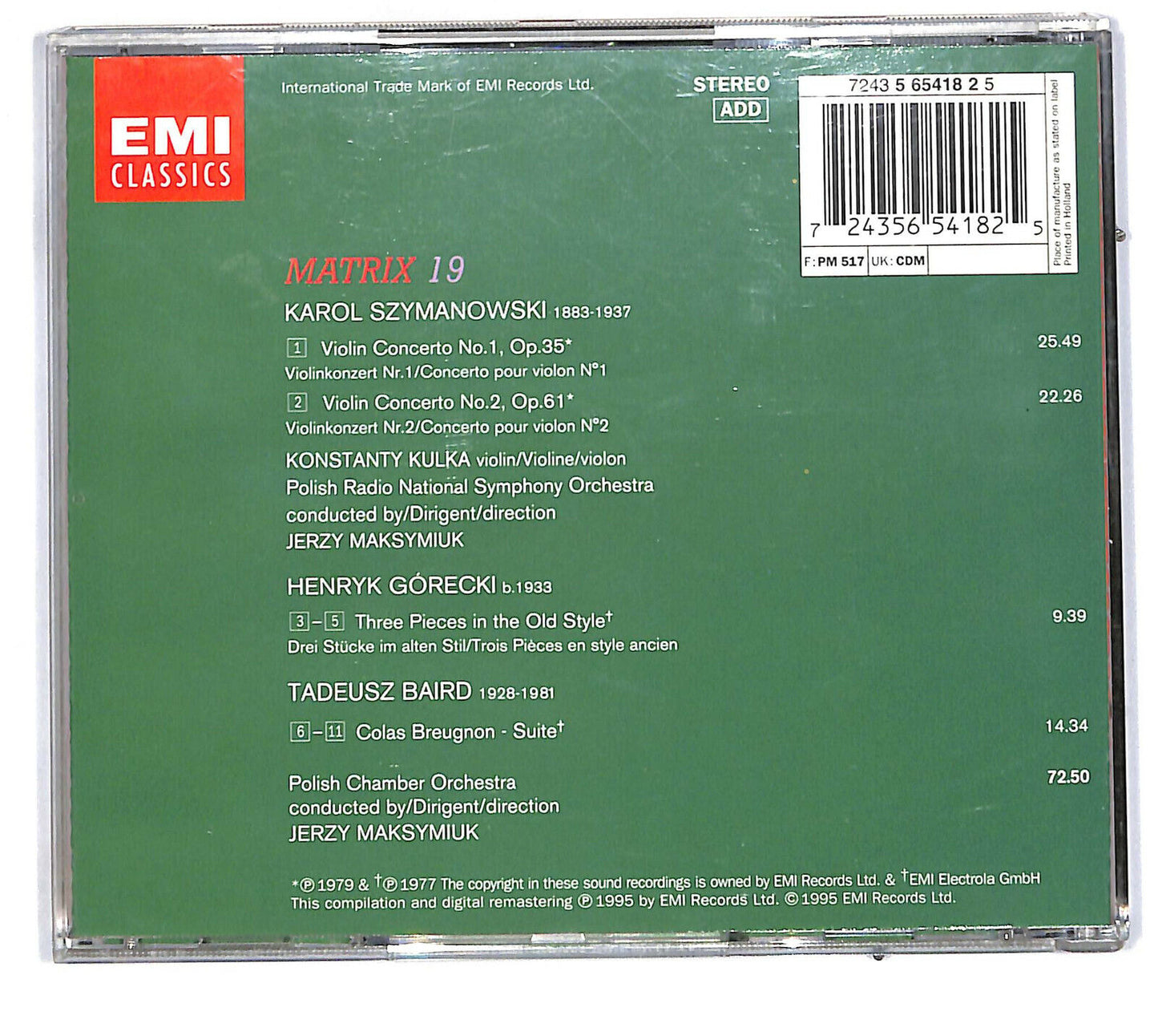 EBOND Szymanowski Gorecki Baird - Symanowski CD CD032907