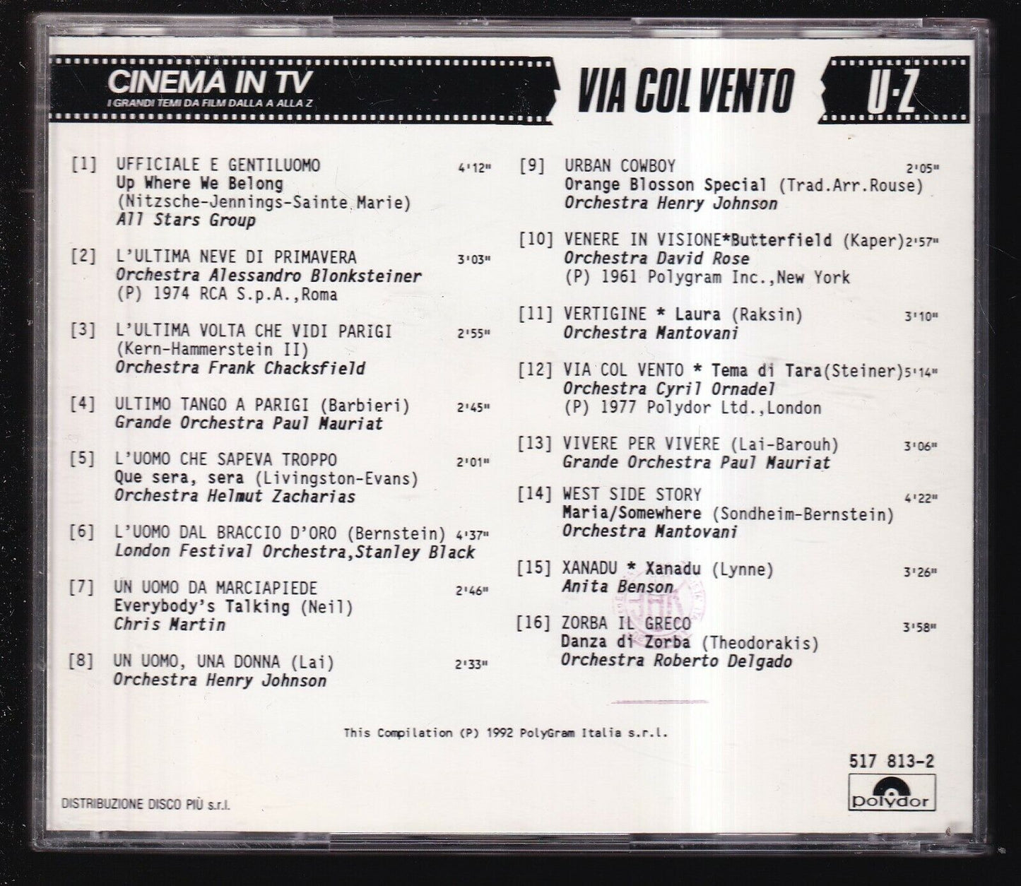 EBOND Various - Cinema In Tv Vol. 15 (via Col Vento) CD CD030749