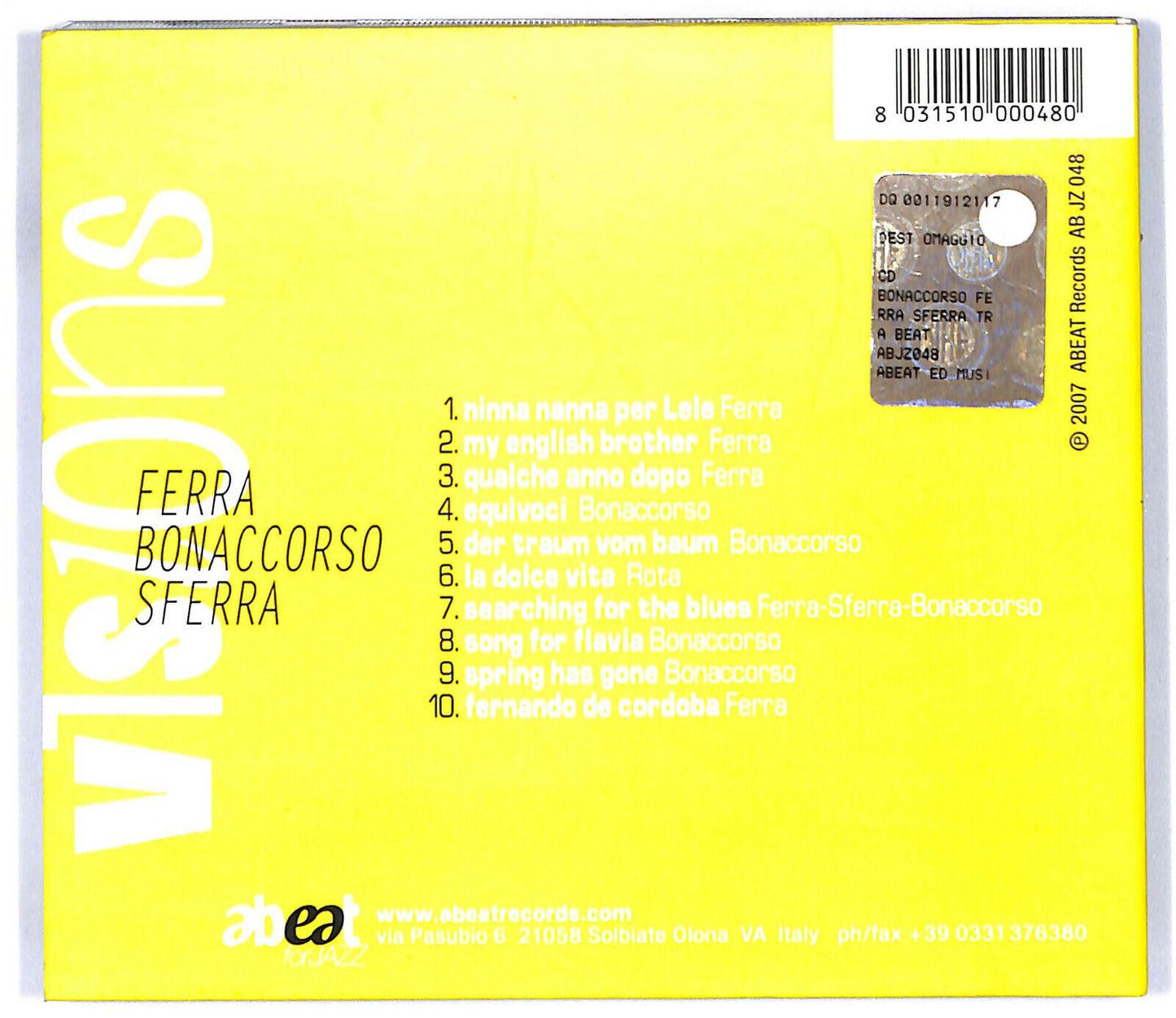 EBOND Ferra, Bonaccorso, Sferra - Visions CD CD032026
