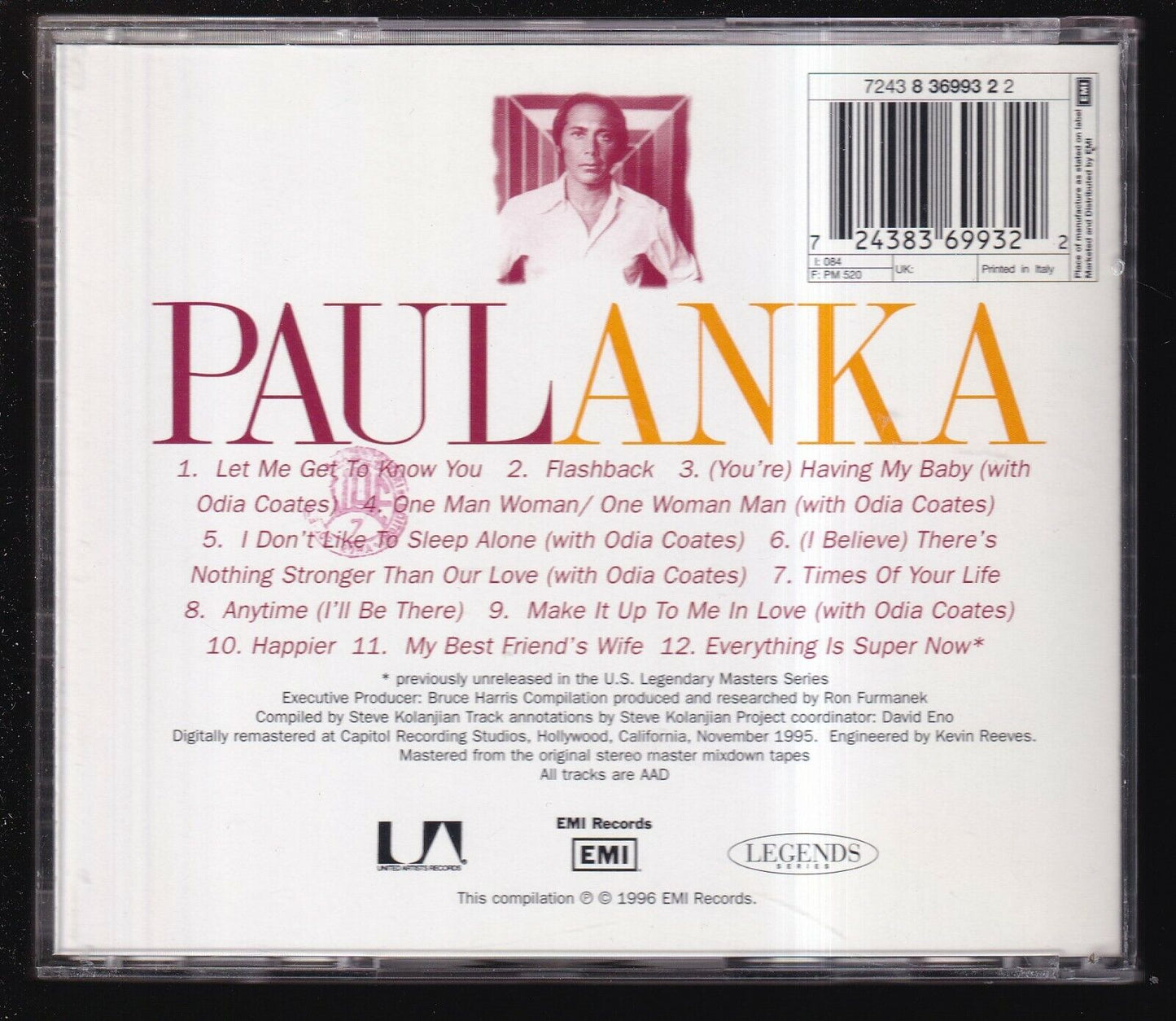 EBOND Paul Anka - The Best Of The United Artists Years 1973-1977 CD CD030740