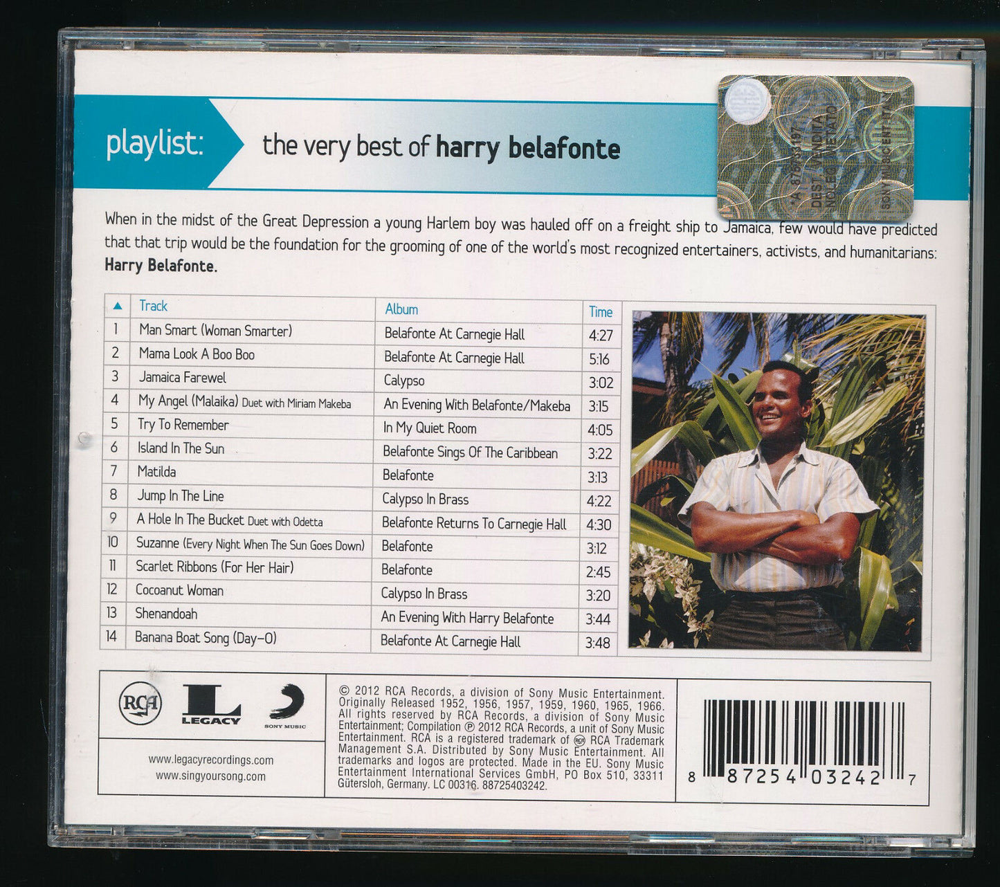 EBOND Harry Belafonte - Playlist: The Very Best Of Harry Belafonte CD CD029149