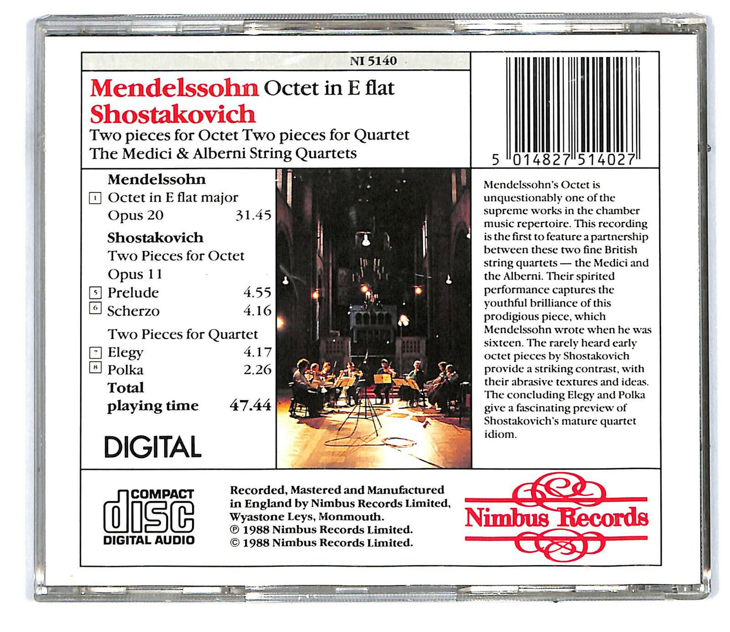 EBOND Mendelssohn - Octet In E Flat Two Pieces For Octet Elegy CD CD031445