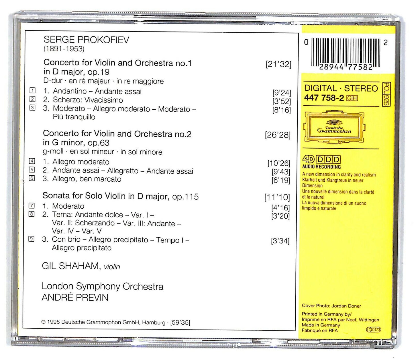 EBOND Prokofiev Violinkonzerte, Solosonate, Shaham London Orchestra CD CD031920