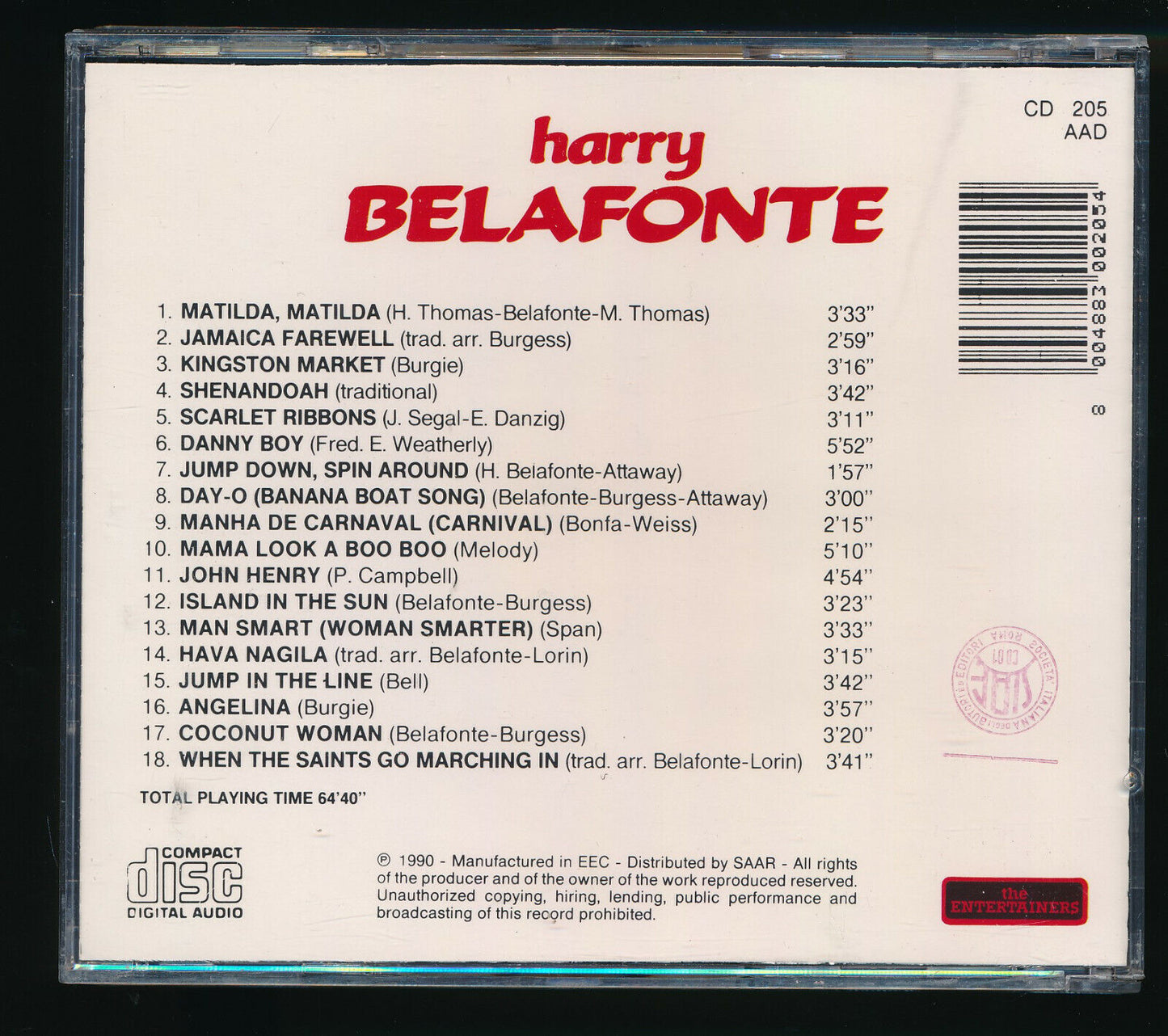 EBOND Harry Belafonte Banana Boat Song CD CD029136
