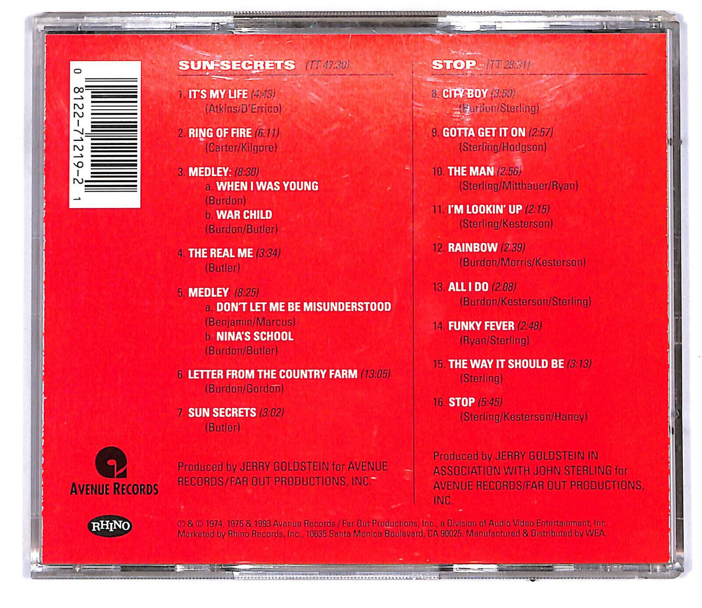 EBOND The Eric Burdon Band - Sun Secrets & Stop CD CD032048