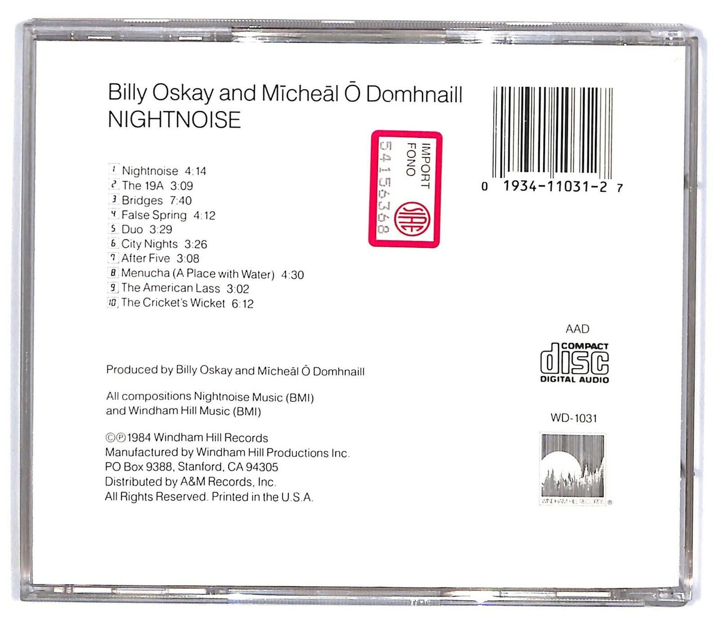 EBOND Billy Oskay And Mīcheal O Domhnaill - Nightnoise CD CD031748
