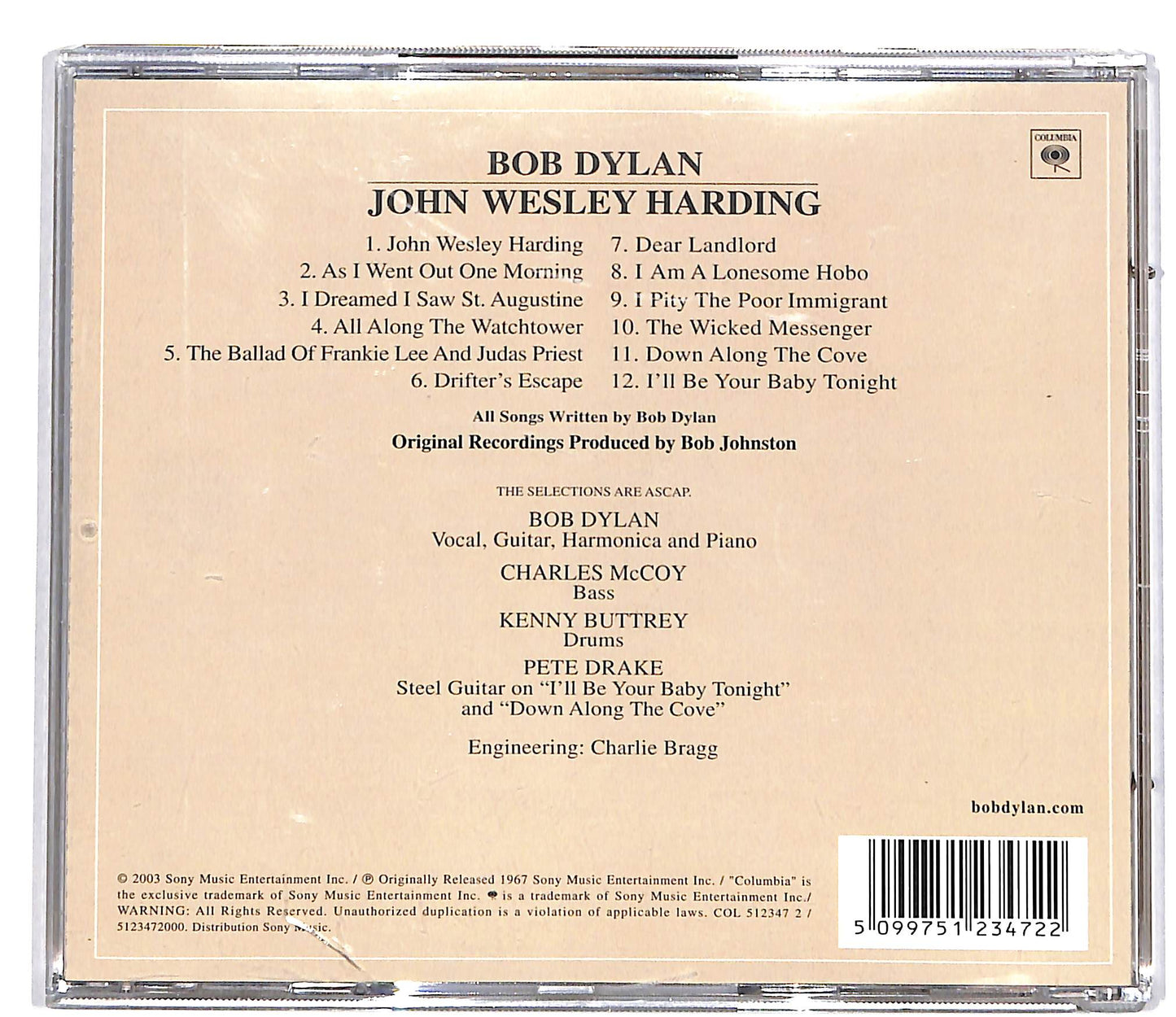 EBOND Bob Dylan - John Wesley Harding CD CD035918